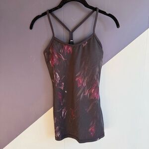 Lululemon Power Y Tank Luon Light, Midnight Iris Multi / Black, Size 2, VGUC